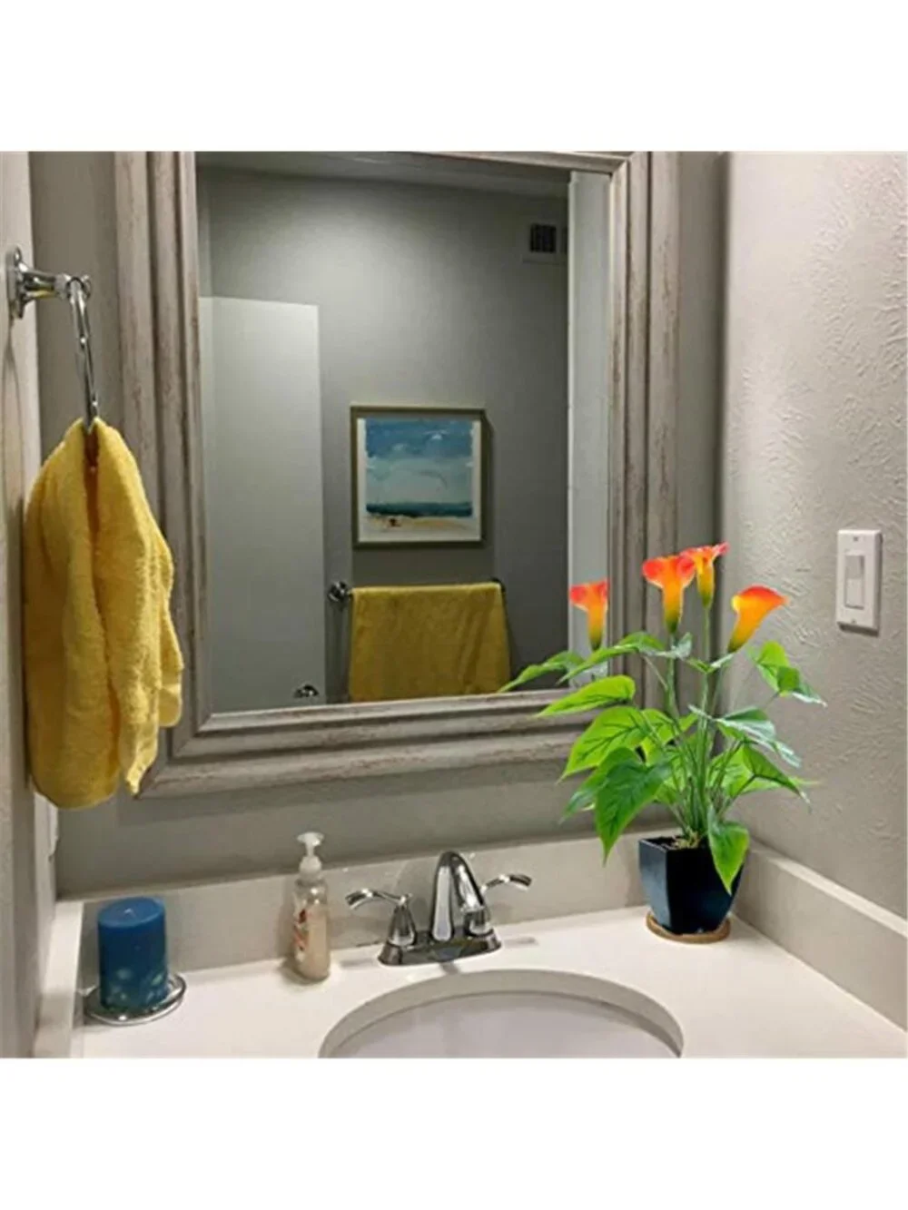 Artificial calla lily potted plant orange faux flower home office decor